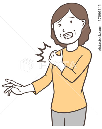 Fifty shoulders, forty shoulders, middle-aged female aunt who has a pain in her shoulders Fifty shoulders, forty shoulders, middle-aged female aunt who has a pain in her shoulders 87696343