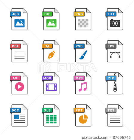 A set of icons with many types of extensions 87696745