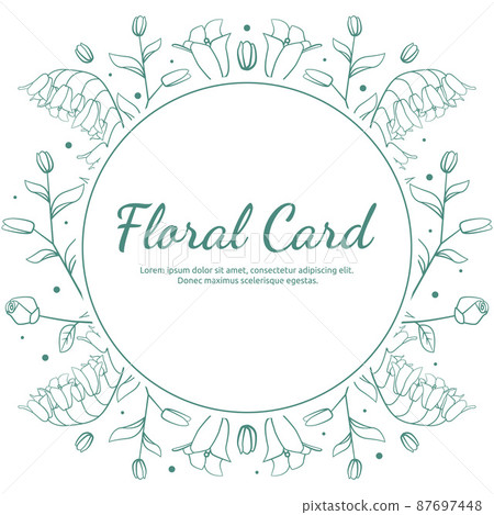 Circle Line Art Design Flower Leaf Frame Greeting Invitation Card 87697448