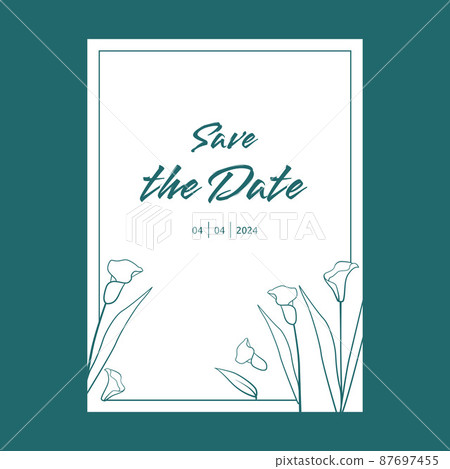 Outline Style Design Flower Leaf Wedding Frame Greeting Invitation Card Outline Style Design Flower Leaf Wedding Frame Greeting Invitation Card 87697455