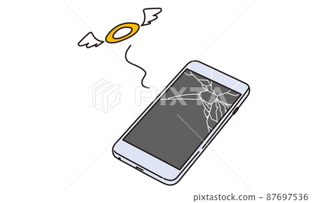 A smartphone with a broken screen 87697536