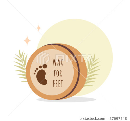 Foot mask. Skin care concept. Wax for moisturizing feet. Morning routine. Bath time. Hand drawn beauty product for Spa. Vector illustration in flat cartoon style 87697548