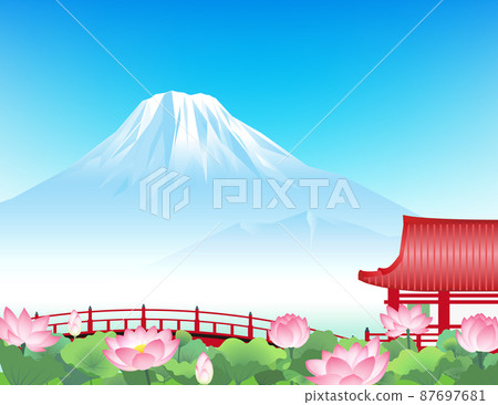 Lotus pond Mt. Fuji 87697681