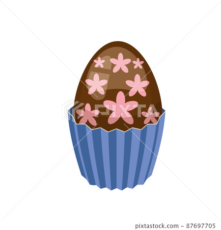 Easter cupcake with decorated chocolate egg, muffin. Sweet food, dessert Easter cupcake with decorated chocolate egg, muffin. Sweet food, dessert 87697705