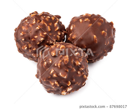 Chocolate Belgian candy isolated on white background Chocolate Belgian candy isolated on white background 87698017