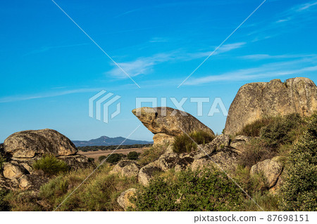 Los Barruecos Natural Monument, Malpartida de Caceres, Extremadura, Spain. Los Barruecos Natural Monument, Malpartida de Caceres, Extremadura, Spain. 87698151