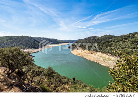 Landscape view of Monfrague National Park. Caceres, Extremadura, Spain Landscape view of Monfrague National Park. Caceres, Extremadura, Spain 87698167