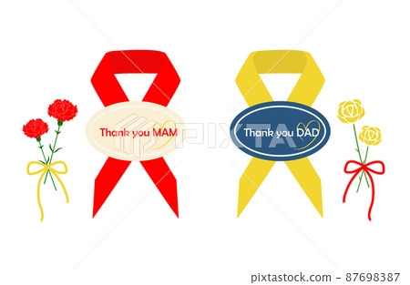 貼紙式絲帶和鮮花父親節母親節留言插圖 87698387