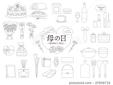 Mother's Day Illustration Set_Line Drawing_White Background 87698716