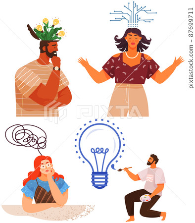 Mindset types set structural, analytical, logical and creative artistic personality predisposition Mindset types set structural, analytical, logical and creative artistic personality predisposition 87699711