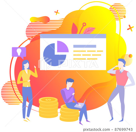 People working with crowdfunding and investment. Raising capital, accumulating wealth concept People working with crowdfunding and investment. Raising capital, accumulating wealth concept 87699743