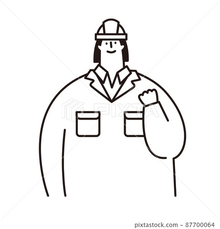 一個戴著頭盔的女人在做膽量姿勢畫線 87700064