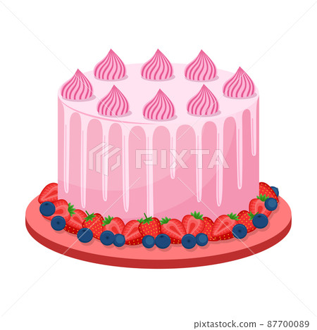 Birthday cake on white background, vector illustration 87700089