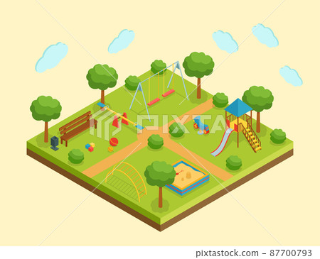 Isometric kid playground, vector illustration 87700793