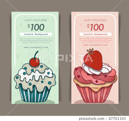 Gift voucher template with hand drawn style. Gift voucher template with hand drawn style. 87701103