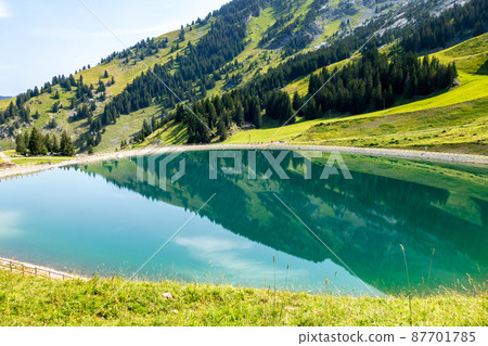 Lake of Balme and Mountain landscape in La Clusaz, France 87701785