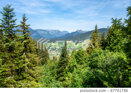 Mountain landscape in La Clusaz, France 87701786