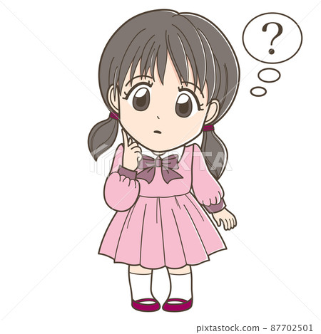 一件女孩傾斜她的頭 一件女孩傾斜她的頭 87702501