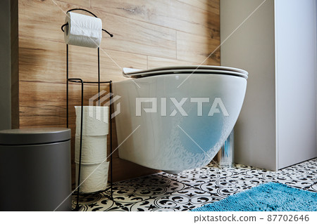 Bathroom interior with toilet bowl Bathroom interior with toilet bowl 87702646