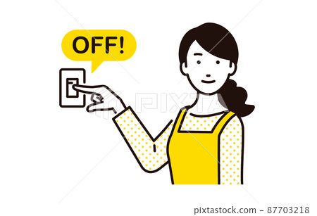 Housewife who turns off the lights to save electricity 87703218