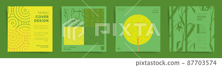 Geometric asian design sqaure template set. Japanese bamboo graphic layouts for poster, brochure, album cover, flyer, catalog, presentation background. Decorative natural summer pattern collection Geometric asian design sqaure template set. Japanese bamboo graphic layouts for poster, brochure, album cover, flyer, catalog, presentation background. Decorative natural summer pattern collection 87703574