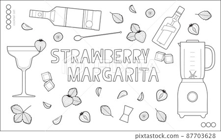 Strawberry margarita cocktail vector illustration set Strawberry margarita cocktail vector illustration set 87703628