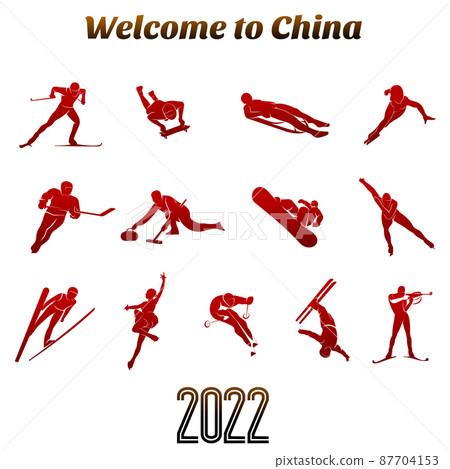 Vector set illustration. Winter sports. Athletes silhouettes. Vector set illustration. Winter sports. Athletes silhouettes. 87704153
