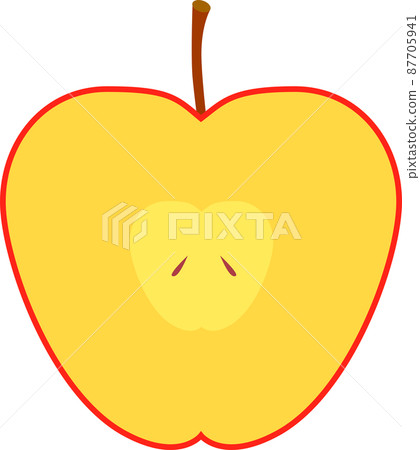 蘋果橫截面、一半和切片蘋果的簡單圖解 蘋果橫截面、一半和切片蘋果的簡單圖解 87705941