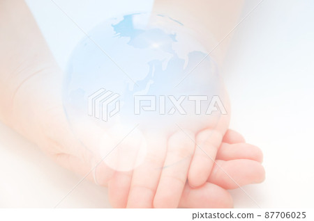 Both hands and the earth 87706025