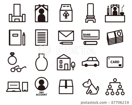 End-of-life pictogram set_black and white End-of-life pictogram set_black and white 87706219