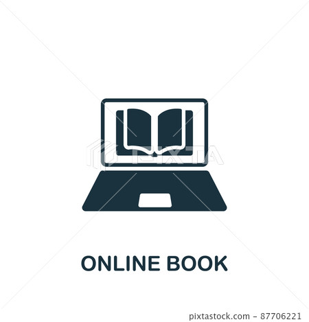 Online Book icon. Monochrome simple icon for templates, web design and infographics Online Book icon. Monochrome simple icon for templates, web design and infographics 87706221
