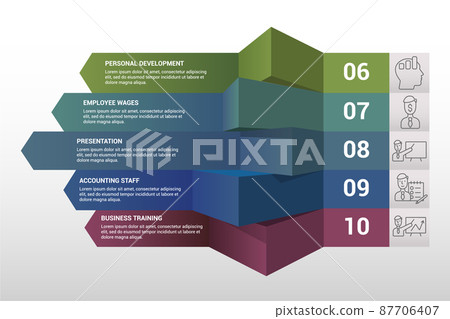 Infographic Business Training template. Icons in different colors. Include Online Training, Consulting, Potencial, Career Advancement and others. Infographic Business Training template. Icons in different colors. Include Online Training, Consulting, Potencial, Career Advancement and others. 87706407