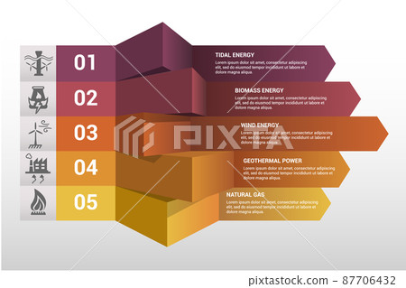 Infographic Alternative Energy template. Icons in different colors. Include Tidal Energy, Biomass Energy, Wind Energy, Geothermal Power and others. Infographic Alternative Energy template. Icons in different colors. Include Tidal Energy, Biomass Energy, Wind Energy, Geothermal Power and others. 87706432