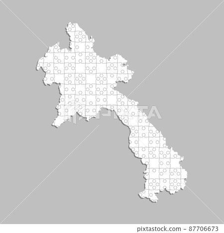 Vector map Laos from white puzzle, jigsaw Vector map Laos from white puzzle, jigsaw 87706673