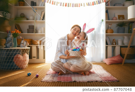 Family celebrating Easter 87707048