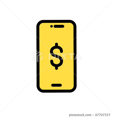 Simple smartphone and money line drawing vector illustration icon (flat) 87707357