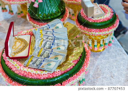 Focus bride price in Thai wedding ceremony, Focus bride price in Thai wedding ceremony, 87707453