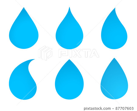 set of blue water drops isolated silhouettes 87707603