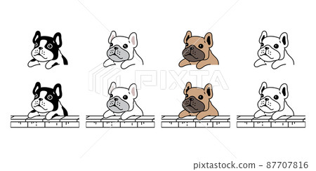 dog vector french bulldog icon puppy character cartoon pet symbol scarf isolated tattoo stamp illustration design 87707816
