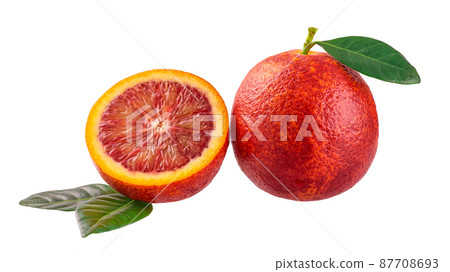 fresh bloody red oranges isolated on white background full depth of field. 87708693