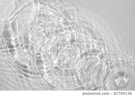 Circles on water. Blue round shadows. Blurred background made with water and light in monochrome. Pureness and freshness concept. 87709136