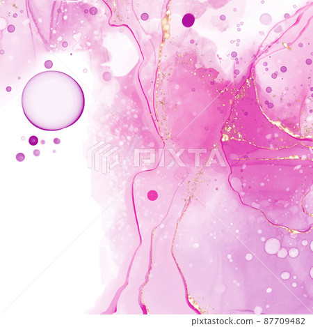 Vector pink coral banner. Hand drawn abstract paint brush stroke. 87709482