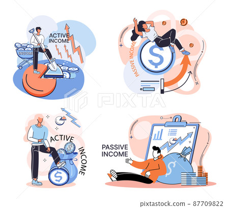 Active and passive income concept. Idea of financial growth and development with investments Active and passive income concept. Idea of financial growth and development with investments 87709822