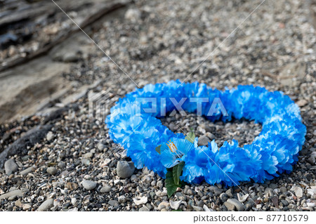Hawaiian lei blue blue flower lei overseas travel aloha outside travel 87710579