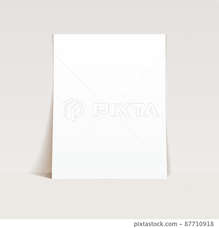 White sheet of paper mockup on light background. Blank A4 page with shadow. Clean notepad mockup 87710918