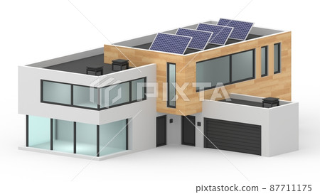3d rendering of cozy house with garage Isolated on white 3d rendering of cozy house with garage Isolated on white 87711175