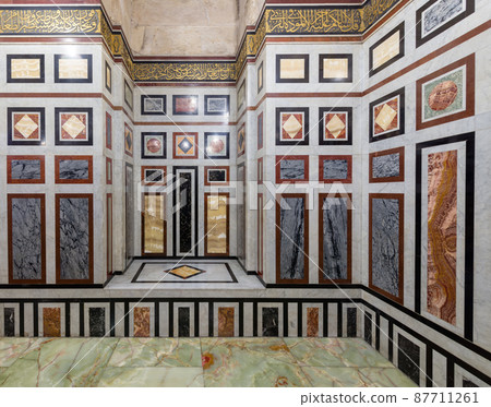 Decorated marble wall at al Refai Mosque, Cairo, Egypt Decorated marble wall at al Refai Mosque, Cairo, Egypt 87711261
