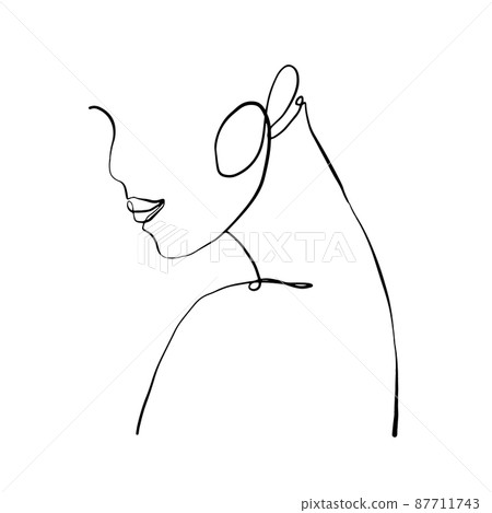 Woman face line drawing and modern abstract minimalistic women faces face. different shapes for wall decoration. use for social net stories, beauty logos, poster. vector design Woman face line drawing and modern abstract minimalistic women faces face. different shapes for wall decoration. use for social net stories, beauty logos, poster. vector design 87711743