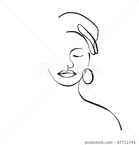 Woman face line drawing and modern abstract minimalistic women faces face. different shapes for wall decoration. use for social net stories, beauty logos, poster. vector design Woman face line drawing and modern abstract minimalistic women faces face. different shapes for wall decoration. use for social net stories, beauty logos, poster. vector design 87711745