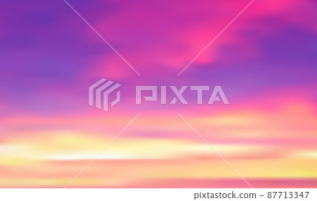 Pink sunset sea sky blurred background - pink and yellow background vector illustration 87713347
